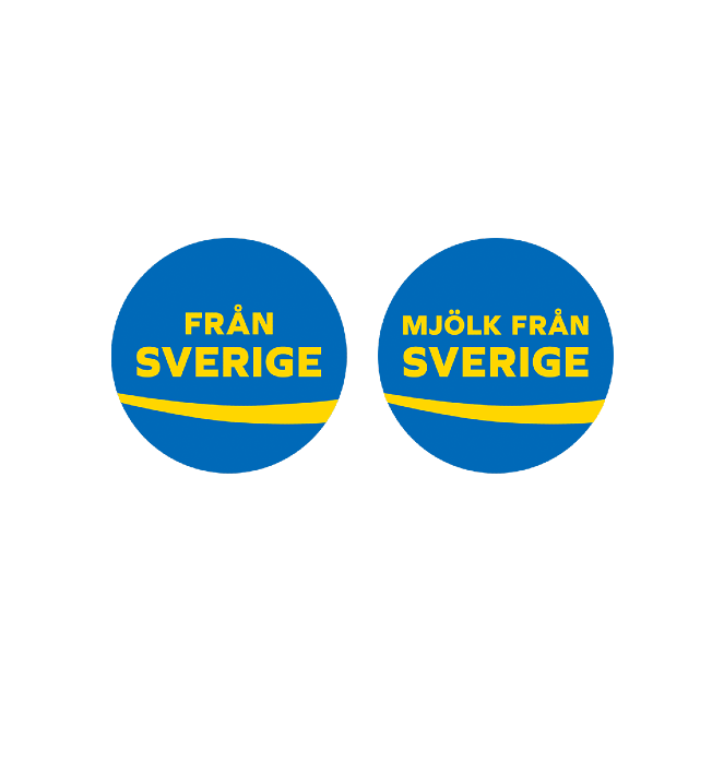"Från Sverige"-logotyp och "Mjölk från Sverige"-logotyp